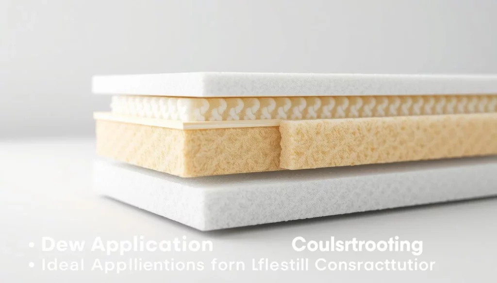 A detailed cross-section of high-density acoustic insulation material, showcasing its internal structure and layered composition. The insulation is depicted in a neutral, soft-focus lighting, highlighting its textural qualities and sound-dampening properties. The image presents a clean, technical aesthetic, with a focus on the material's practical applications in building construction. The overall composition emphasizes the insulation's role in providing effective soundproofing, aligning with the subject of "Double Wall Construction for Maximum Soundproofing" and the section title "Ideal Applications for Double Wall Construction". A detailed cross-section of high-density acoustic insulation material, showcasing its internal structure and layered composition. The insulation is depicted in a neutral, soft-focus lighting, highlighting its textural qualities and sound-dampening properties. The image presents a clean, technical aesthetic, with a focus on the material's practical applications in building construction. The overall composition emphasizes the insulation's role in providing effective soundproofing, aligning with the subject of "Double Wall Construction for Maximum Soundproofing" and the section title "Ideal Applications for Double Wall Construction".