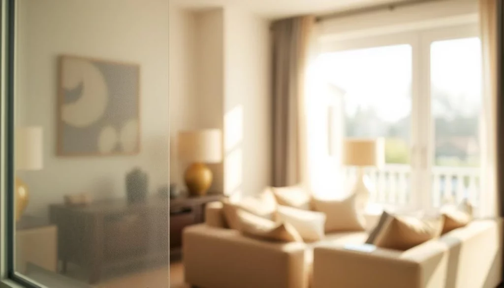 A peaceful, well-lit interior scene showcasing the benefits of window soundproofing films. In the foreground, a close-up view of a window pane, with a translucent, slightly tinted film applied, gently reflecting the soft natural light. The middle ground reveals a cozy living room, with plush furnishings and muted decor, conveying a sense of tranquility and acoustic comfort. The background subtly depicts the outside world, hinting at the noise-blocking capabilities of the window film. The overall atmosphere is serene, inviting, and emphasizes the improvements in sound insulation and energy efficiency achieved through the use of these specialized window films.